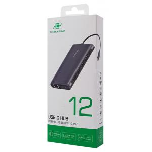 CABLETIME USB Type-C hub 12 σε 1 C160, 1000Mbps, 4K, 100W, μπλε | eLabstore.gr CABLETIME USB Type-C hub 12 σε 1 C160, 1000Mbps, 4K, 100W, μπλε | Συνοδευτικά PC | elabstore.gr