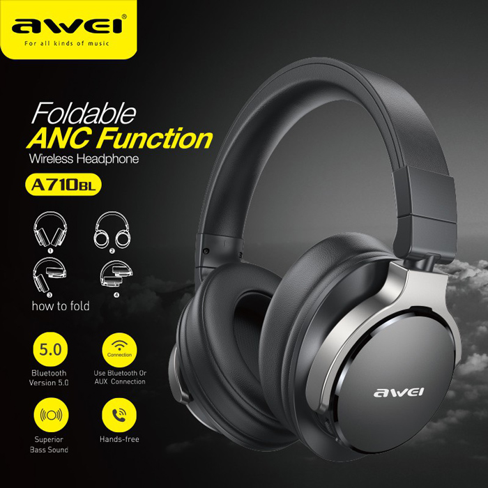 AWEI headphones A710BL, wireless & wired, BT 5.0, μαύρα | eLabstore.gr AWEI headphones A710BL, wireless & wired, BT 5.0, μαύρα | Αξεσουάρ κινητών | elabstore.gr