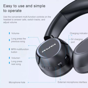 AWEI headphones A770BL, wireless & wired, BT 5.0, μαύρα | eLabstore.gr AWEI headphones A770BL, wireless & wired, BT 5.0, μαύρα | Αξεσουάρ κινητών | elabstore.gr