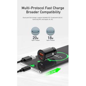 AWEI φορτιστής αυτοκινήτου με καλώδιο USB C-706, USB+Type-C, 20W, μαύρος | Αξεσουάρ κινητών | elabstore.gr