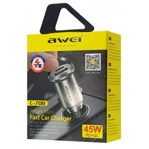 AWEI φορτιστής αυτοκινήτου C-708, USB + Type-C, 45W, μαύρος | eLabstore.gr AWEI φορτιστής αυτοκινήτου C-708, USB + Type-C, 45W, μαύρος | Αξεσουάρ κινητών | elabstore.gr