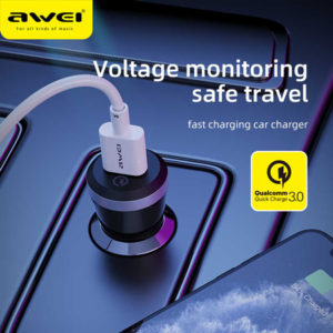 AWEI φορτιστής αυτοκινήτου C-825, USB, 18W, μαύρος | Αξεσουάρ κινητών | elabstore.gr