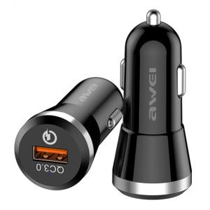 AWEI φορτιστής αυτοκινήτου C-825, USB, 18W, μαύρος | Αξεσουάρ κινητών | elabstore.gr