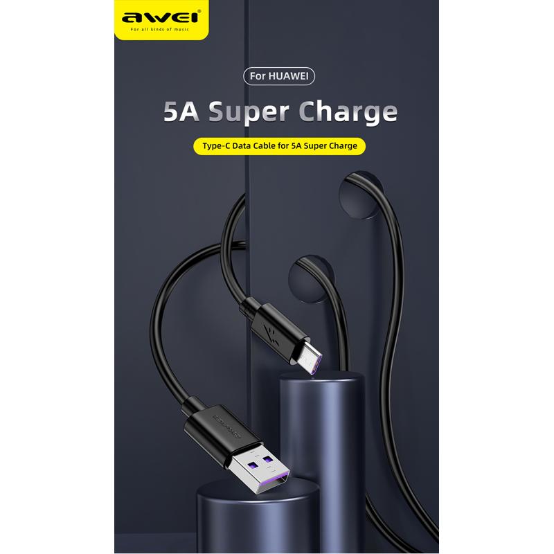 AWEI καλώδιο USB σε Type-C CL-110T, 5A, 1m, μαύρο | eLabstore.gr AWEI καλώδιο USB σε Type-C CL-110T, 5A, 1m, μαύρο | Αξεσουάρ κινητών | elabstore.gr