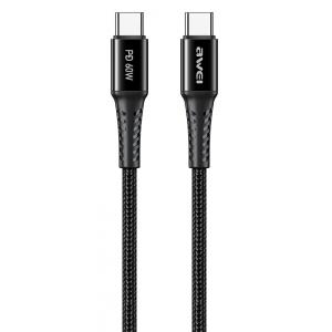 AWEI καλώδιο USB Type-C CL-111T, PD 60W, 3A, 1m, μαύρο | Αξεσουάρ κινητών | elabstore.gr