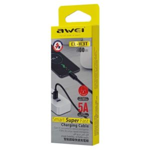 AWEI καλώδιο USB σε Type-C CL-113T, 5A, 0.30m, μαύρο | Αξεσουάρ κινητών | elabstore.gr