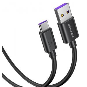 AWEI καλώδιο USB σε Type-C CL-113T, 5A, 0.30m, μαύρο | Αξεσουάρ κινητών | elabstore.gr