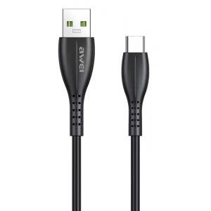 AWEI καλώδιο USB σε Type-C CL-115T, 2.4A, 1m, μαύρο | Αξεσουάρ κινητών | elabstore.gr