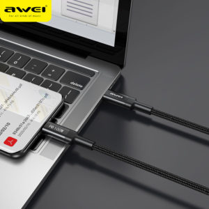 AWEI καλώδιο USB Type-C CL-117T, PD 100W, 5A, 1m, μαύρο | Αξεσουάρ κινητών | elabstore.gr