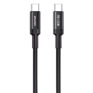 AWEI καλώδιο USB Type-C CL-117T, PD 100W, 5A, 1m, μαύρο | Αξεσουάρ κινητών | elabstore.gr