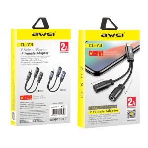 AWEI αντάπτορας Lightning σε Lightning & 3.5mm CL-73, 2A, μαύρος | Αξεσουάρ κινητών | elabstore.gr
