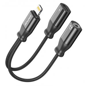 AWEI αντάπτορας Lightning σε Lightning & 3.5mm CL-73, 2A, μαύρος | Αξεσουάρ κινητών | elabstore.gr