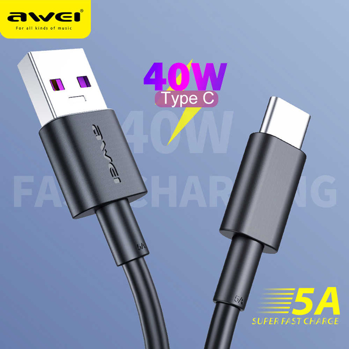 AWEI καλώδιο USB σε Type-C CL-77T, 5A, 1m, μαύρο | eLabstore.gr AWEI καλώδιο USB σε Type-C CL-77T, 5A, 1m, μαύρο | Αξεσουάρ κινητών | elabstore.gr