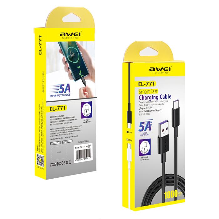 AWEI καλώδιο USB σε Type-C CL-77T, 5A, 1m, μαύρο | eLabstore.gr AWEI καλώδιο USB σε Type-C CL-77T, 5A, 1m, μαύρο | Αξεσουάρ κινητών | elabstore.gr
