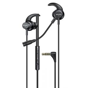 AWEI earphones με μικρόφωνο ES-180I, 3.5mm, 1.2m, μαύρα | Αξεσουάρ κινητών | elabstore.gr