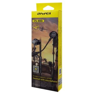 AWEI earphones με μικρόφωνο ES-180I, 3.5mm, 1.2m, μαύρα | Αξεσουάρ κινητών | elabstore.gr