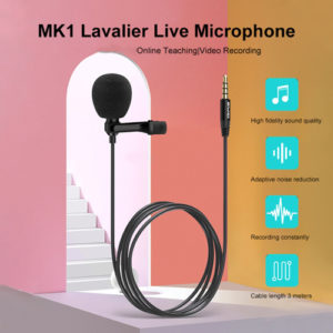 AWEI καλώδιο 3.5mm με ενσωματωμένο clip-on μικρόφωνο AW-MK1, 3m, μαύρο | Αξεσουάρ κινητών | elabstore.gr