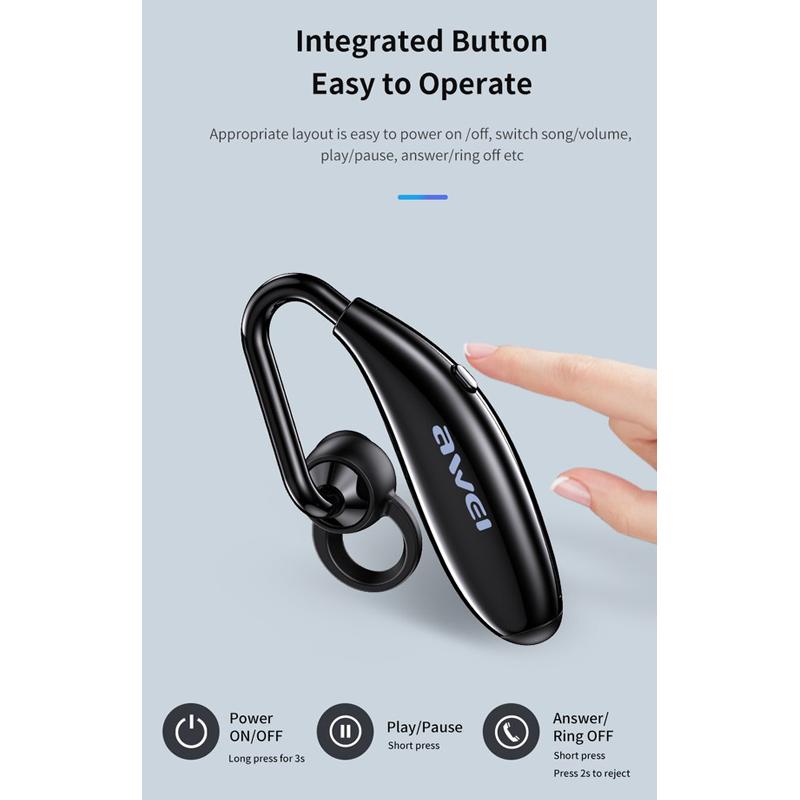 AWEI earphone με μικρόφωνο N5, Bluetooth 5.0, 55mAh, μαύρο | eLabstore.gr AWEI earphone με μικρόφωνο N5, Bluetooth 5.0, 55mAh, μαύρο | Αξεσουάρ κινητών | elabstore.gr