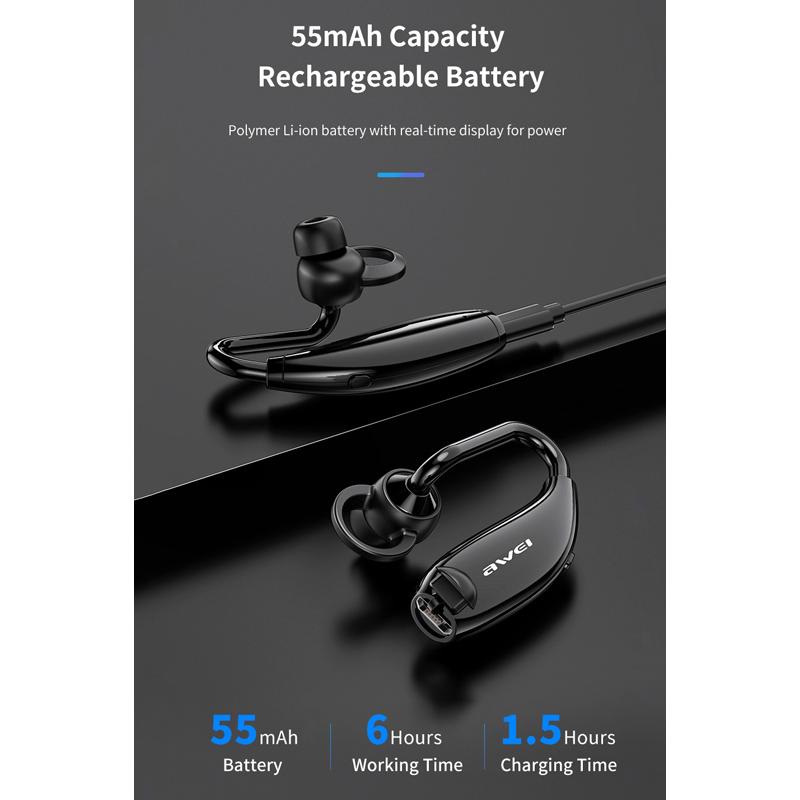 AWEI earphone με μικρόφωνο N5, Bluetooth 5.0, 55mAh, μαύρο | eLabstore.gr AWEI earphone με μικρόφωνο N5, Bluetooth 5.0, 55mAh, μαύρο | Αξεσουάρ κινητών | elabstore.gr