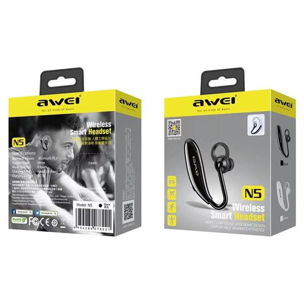 AWEI earphone με μικρόφωνο N5, Bluetooth 5.0, 55mAh, μαύρο | eLabstore.gr AWEI earphone με μικρόφωνο N5, Bluetooth 5.0, 55mAh, μαύρο | Αξεσουάρ κινητών | elabstore.gr