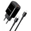 AWEI φορτιστής τοίχου με καλώδιο PD2, USB + Type-C, 20W, μαύρος | Αξεσουάρ κινητών | elabstore.gr
