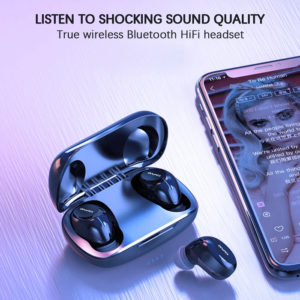 AWEI earphones με θήκη φόρτισης T20, True Wireless, μαύρα | Αξεσουάρ κινητών | elabstore.gr