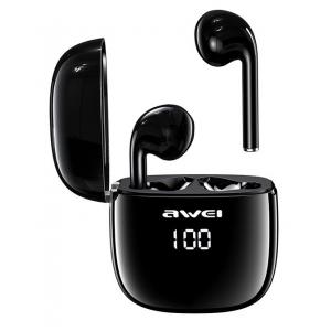 AWEI earphones με θήκη φόρτισης T28P, True Wireless, μαύρα | Αξεσουάρ κινητών | elabstore.gr