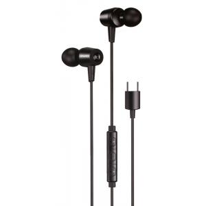 AWEI earphones με μικρόφωνο TC-1, Type-C, 1.2m, μαύρα | Αξεσουάρ κινητών | elabstore.gr
