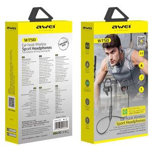 AWEI earphones με μικρόφωνο WT50, Bluetooth, 2x 60mAh, μαύρα | Αξεσουάρ κινητών | elabstore.gr