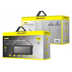 AWEI φορητό ηχείο & power bank Y668, 2x 10W, Bluetooth, 2200mAh, μαύρο | Εικόνα & Ήχος | elabstore.gr