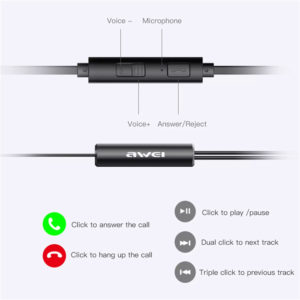 AWEI earphones με μικρόφωνο Z1, 3.5mm, 1.2m, μαύρα | Αξεσουάρ κινητών | elabstore.gr