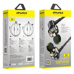 AWEI earphones με μικρόφωνο Z1, 3.5mm, 1.2m, μαύρα | Αξεσουάρ κινητών | elabstore.gr