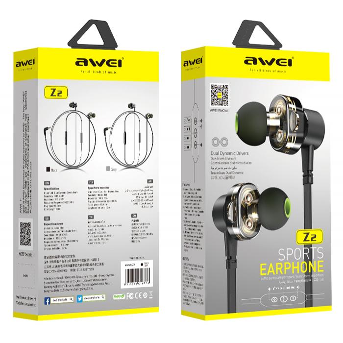 AWEI earphones με μικρόφωνο Z2, 3.5mm, 1.2m, μαύρα | eLabstore.gr AWEI earphones με μικρόφωνο Z2, 3.5mm, 1.2m, μαύρα | Αξεσουάρ κινητών | elabstore.gr
