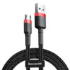 BASEUS καλώδιο USB σε Micro CAMKLF-C91, 1.5A, 2m, μαύρο-κόκκινο | Αξεσουάρ κινητών | elabstore.gr