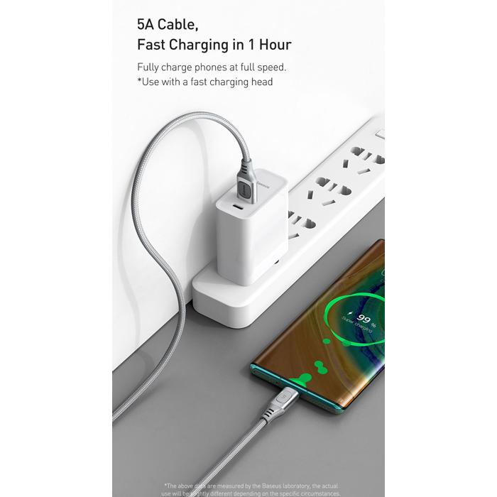 BASEUS καλώδιο USB σε USB Type-C CATSS-B0S, 5A, 2m, γκρι | eLabstore.gr BASEUS καλώδιο USB σε USB Type-C CATSS-B0S, 5A, 2m, γκρι | Αξεσουάρ κινητών | elabstore.gr