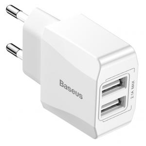 BASEUS φορτιστής τοίχου CCALL-MN02, 2x USB, 2.1A, λευκός | Αξεσουάρ κινητών | elabstore.gr