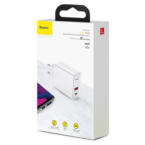 BASEUS φορτιστής τοίχου CCFS-C02, USB & USB Type-C, 30W, λευκός | eLabstore.gr BASEUS φορτιστής τοίχου CCFS-C02, USB & USB Type-C, 30W, λευκός | Αξεσουάρ κινητών | elabstore.gr