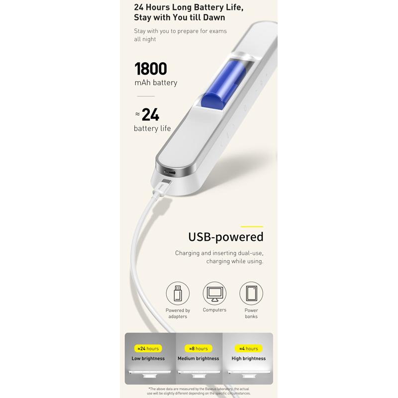 BASEUS LED φωτιστικό DGXC-02, 3000K-5000K, 5W, 1800mAh, λευκό | eLabstore.gr BASEUS LED φωτιστικό DGXC-02, 3000K-5000K, 5W, 1800mAh, λευκό | Φωτισμός | elabstore.gr