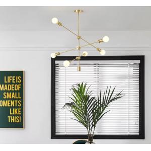 POWERTECH φωτιστικό οροφής HLL-0034, 6x E27, 100x40cm, μεταλλικό, χρυσό | Φωτισμός | elabstore.gr