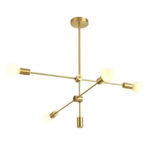 POWERTECH φωτιστικό οροφής HLL-0035, 4x E27, 100x40cm, μεταλλικό, χρυσό | Φωτισμός | elabstore.gr