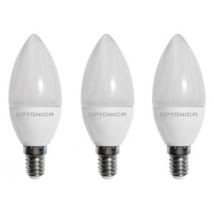 OPTONICA LED Λάμπα Candle C37 1419, 6W, 6000K, E14, 480LM, 3τμχ | Φωτισμός | elabstore.gr
