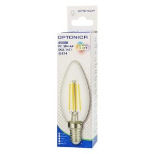 OPTONICA LED Λάμπα Candle C35 Filament 1471, 4W, 4500K, E14, 400LM | Φωτισμός | elabstore.gr