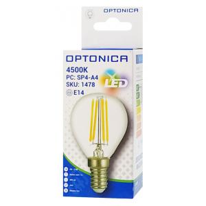OPTONICA LED Λάμπα G45 Filament 1478, 4W, 4500K, E14, 400LM | Φωτισμός | elabstore.gr