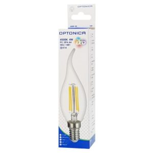 OPTONICA LED Λάμπα Candle C35T Filament 1481, 4W, 4500K, E14, 400LM | Φωτισμός | elabstore.gr