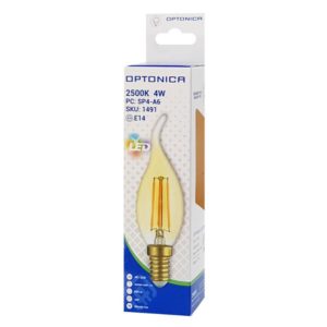 OPTONICA LED Λάμπα Candle T35 Filament 1491, 4W, 2500K, E14, 400LM | Φωτισμός | elabstore.gr