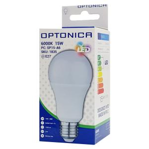 OPTONICA LED Λάμπα A60 1835, 15W, 6000K, E27, 1320LM | Φωτισμός | elabstore.gr
