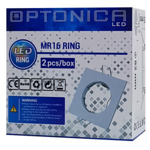 OPTONICA μεταλλικό πλαίσιο spot για MR16 5074, χωνευτό, 82x82x25mm, 2τμχ | Φωτισμός | elabstore.gr
