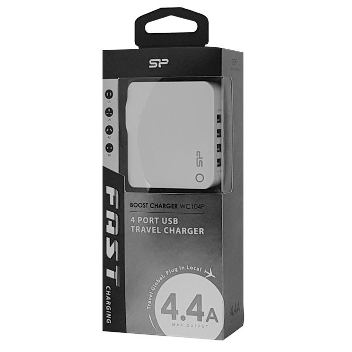 SILICON POWER φορτιστής τοίχου WC104P, 4x USB, UK/EU/AU/US, 4.4Α, λευκός | eLabstore.gr SILICON POWER φορτιστής τοίχου WC104P, 4x USB, UK/EU/AU/US, 4.4Α, λευκός | Αξεσουάρ κινητών | elabstore.gr
