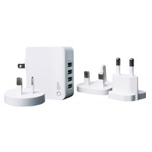 SILICON POWER φορτιστής τοίχου WC104P, 4x USB, UK/EU/AU/US, 4.4Α, λευκός | Αξεσουάρ κινητών | elabstore.gr