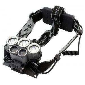 Φακός κεφαλής Cree XML T6 ZD24B, 5x LED, 5000LM, μαύρος | Φωτισμός | elabstore.gr